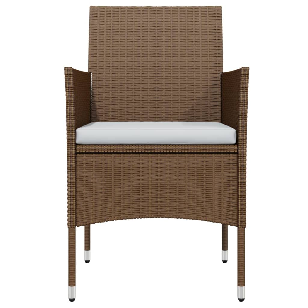 vidaXL Patio Dining Set 7 Piece with Cushions - Brown and Black Outdoor Garden Furniture - PE Rattan Chairs and Glass Table