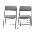 Amazing For Less Pack Of 2 (Fabric/Vinyl) Steel Frame Metal Foam Padded Folding Chairs (Black, Gray, White) (2-Pack - Vinyl Gray)
