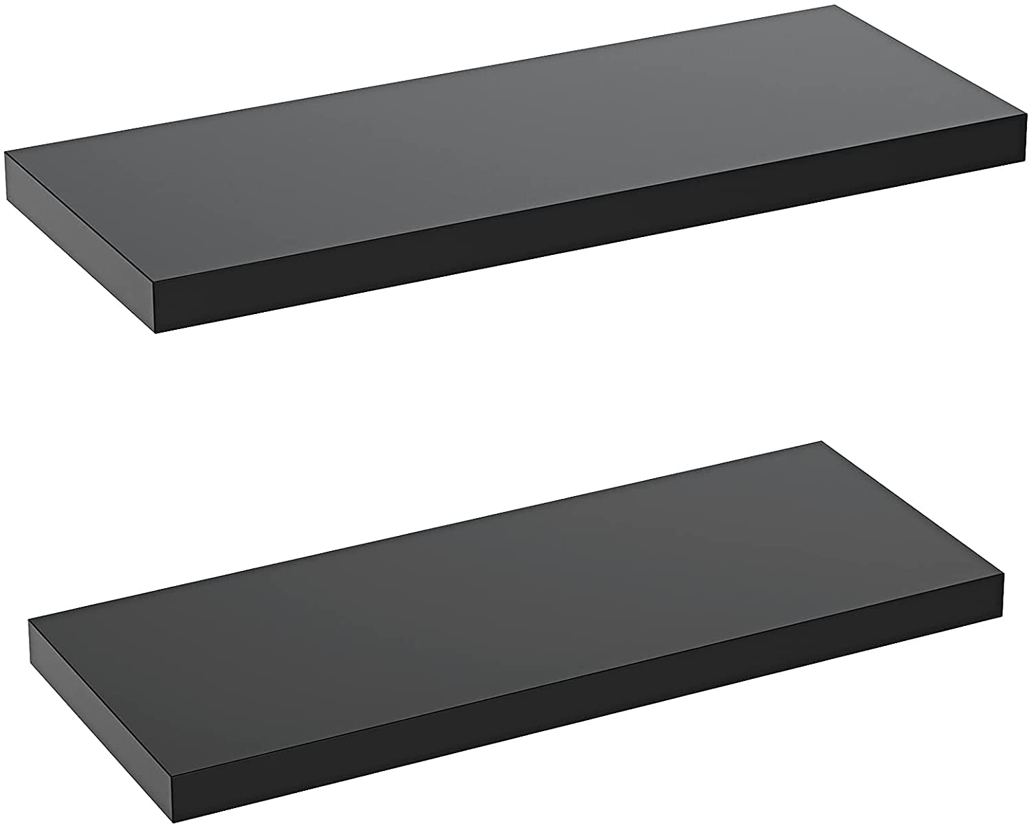 Amada Homefurnishing Floating Shelves Wall Mounted, 24 X 9 Inch Wall Shelves For Bathroom, Bedroom, Living Room, Black Shelves Set Of 2 - Amfs05