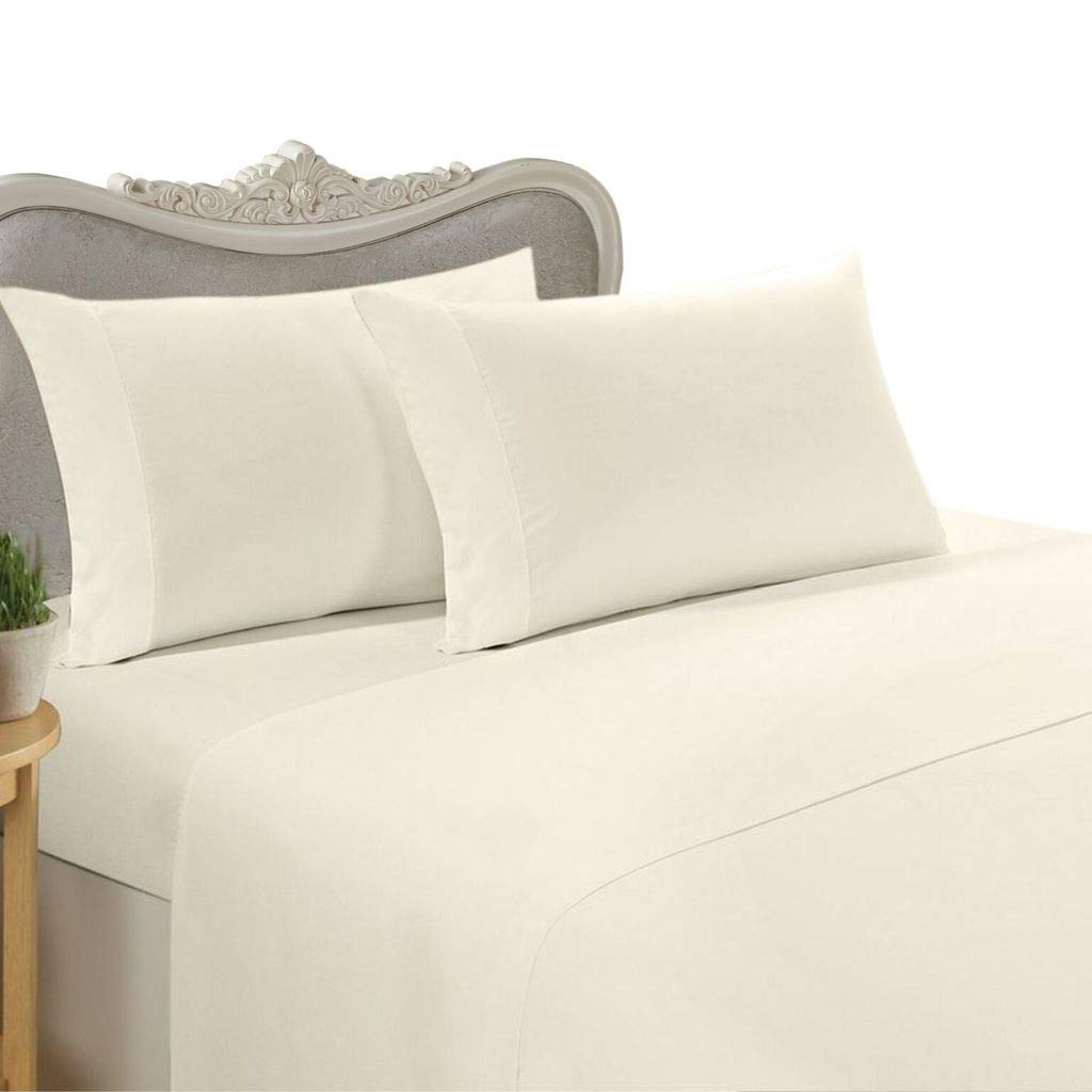 Luxurious 300-Thread-Count Egyptian Cotton 300Tc Duvet Set And 2 Shams, Queen, Ivory Solid 300 Tc
