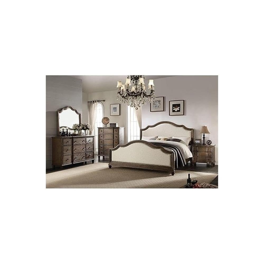 Acme Baudouin 9 Drawer Wooden Dresser In Weathered Oak