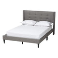 Baxton Studio Casol Mid-Century Modern Transitional Grey Fabric Upholstered Queen Size Platform Bed