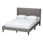 Baxton Studio Casol Mid-Century Modern Transitional Grey Fabric Upholstered Queen Size Platform Bed