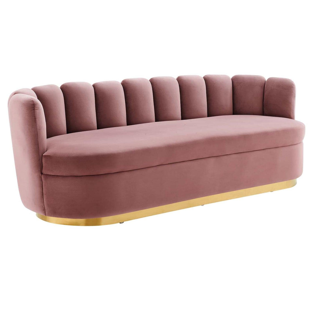 Modway Victoria Channel Tufted Velvet Sofa With Dusty Rose Finish Eei-5017-Dus