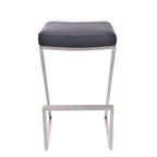 HomeRoots Stainless Steel, Faux Leather/Leatherette 26" Contempo Black Faux Leather and Stainless Backless Bar Stool