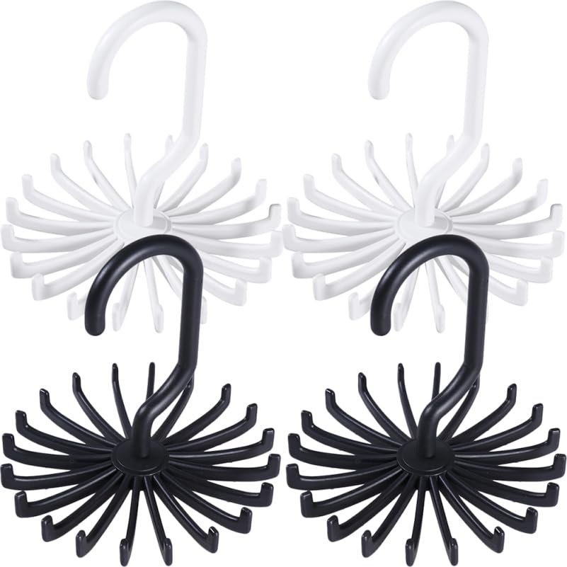 Garneck 4 Pcs Rotating Tie Rack for Closet Necktie Storage and Belt Hanger Organizer Hanging Wardrobe Storage Solution for Scarv
