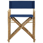SKM Folding Director's Chairs 2 pcs Blue Bamboo and Fabric