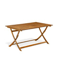 East West Furniture AECM5CANA 5 Piece Outdoor Patio Dining Sets Includes a Rectangle Acacia Wood Table and 4 Folding Arm Chairs, 36x60 Inch, Natural Oil
