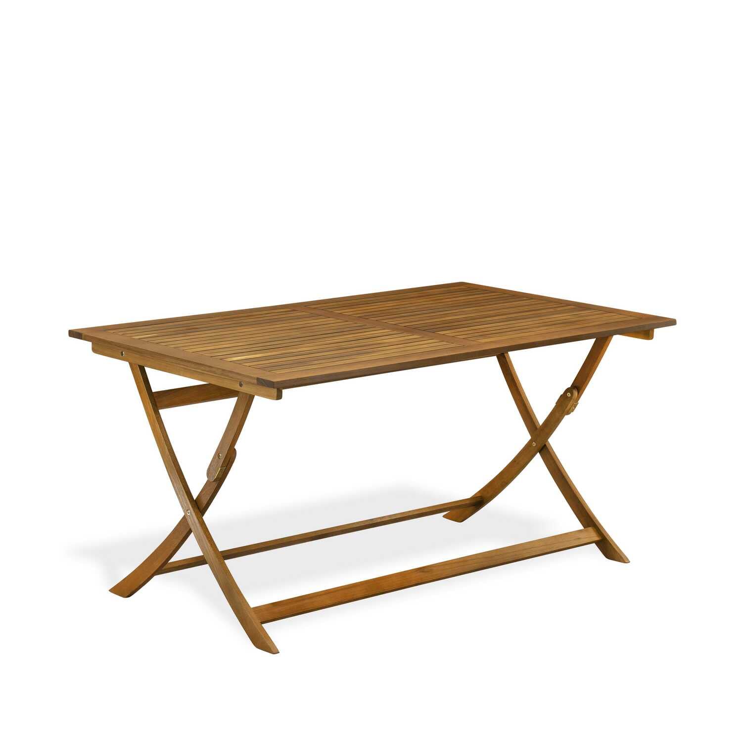 East West Furniture AECM5CANA 5 Piece Outdoor Patio Dining Sets Includes a Rectangle Acacia Wood Table and 4 Folding Arm Chairs, 36x60 Inch, Natural Oil