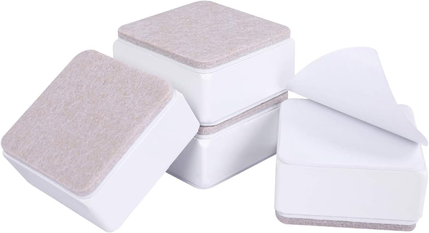 FASONLA Bed Risers (Set of 8) Furniture Risers Lifts Height 1'', 2'', 3'' or 4'', Solid Natural Wood Risers, Non-Slip Recessed H