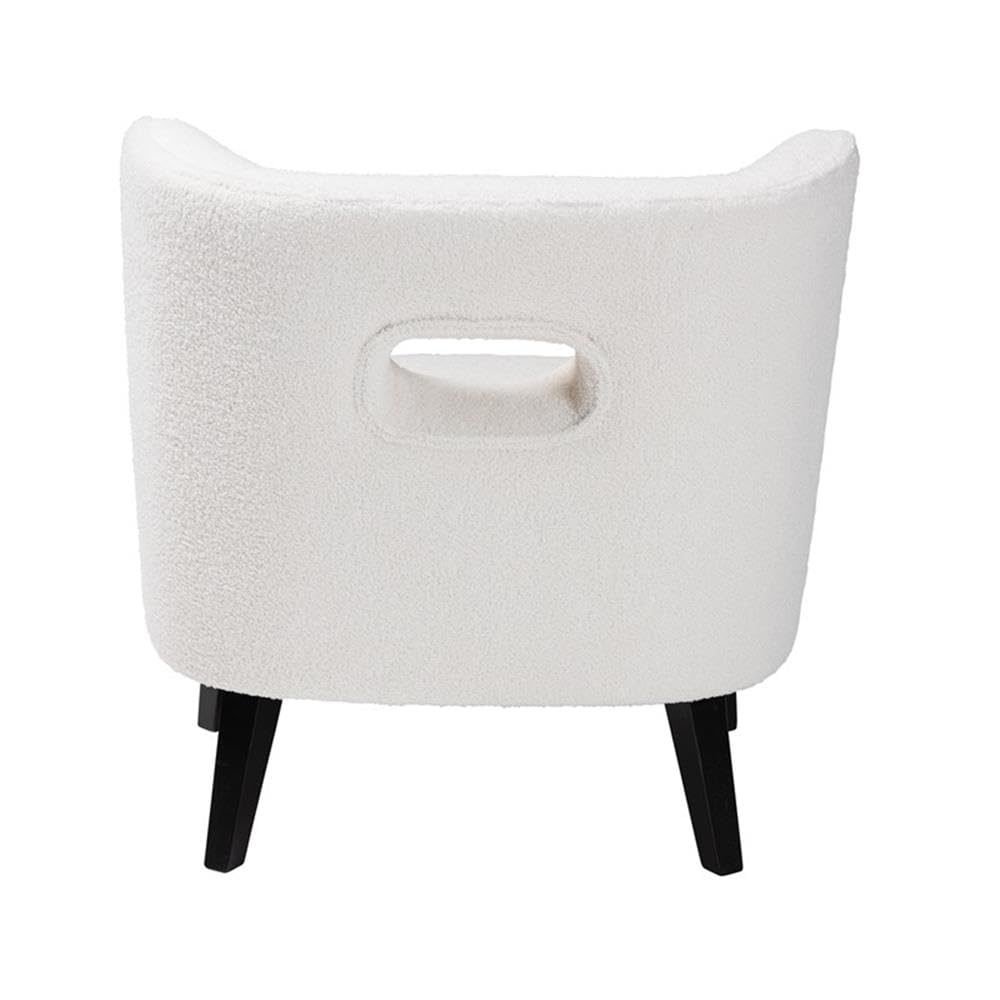 Baxton Studio Naara Ivory Boucle Upholstered and Black Wood Accent Chair