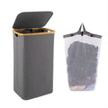 KIMY HOME Laundry Bag Basket 100L With Bamboo Handle And Lid, Foldable, Large Size, Clothes Basket Organizer, With Cloth Inner B