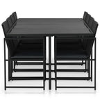 vidaXL Black Poly Rattan 9 Piece Patio Dining Set - Water-Resistant Outdoor Furniture with Powder-Coated Steel Frame, Table, Chairs and Seat Cushions
