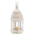 Zingz & Thingz Moroccan Style Candle Lantern Holder, Decorative Light Home Decor, Indoor & Outdoor, 13 Tall, White
