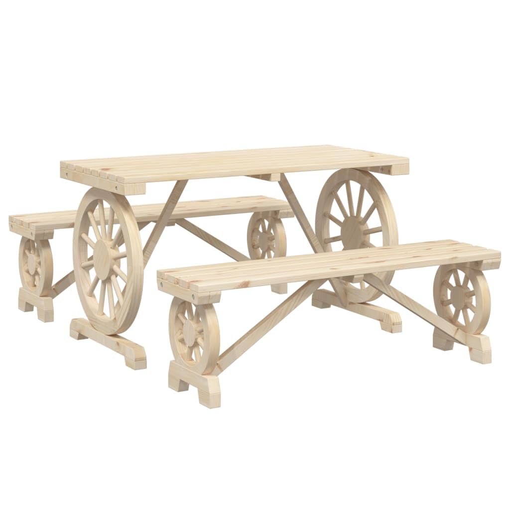 vidaXL 3-Piece Garden Dining Set Solid Fir Wood, 3207137