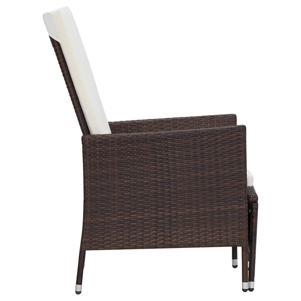 vidaXL - Brown Modern Patio Chair with Customizable Reclining Positions and Built-in Footrest, Constructed from Durable Poly Rattan and Sturdy Powder-Coated Steel, Stand-Out Style and Functionality