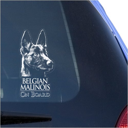 Vinyl Designs Belgian Malinois Clear Decal Sticker for Window, Mechelaar Shepherd Dog Sign Art Print
