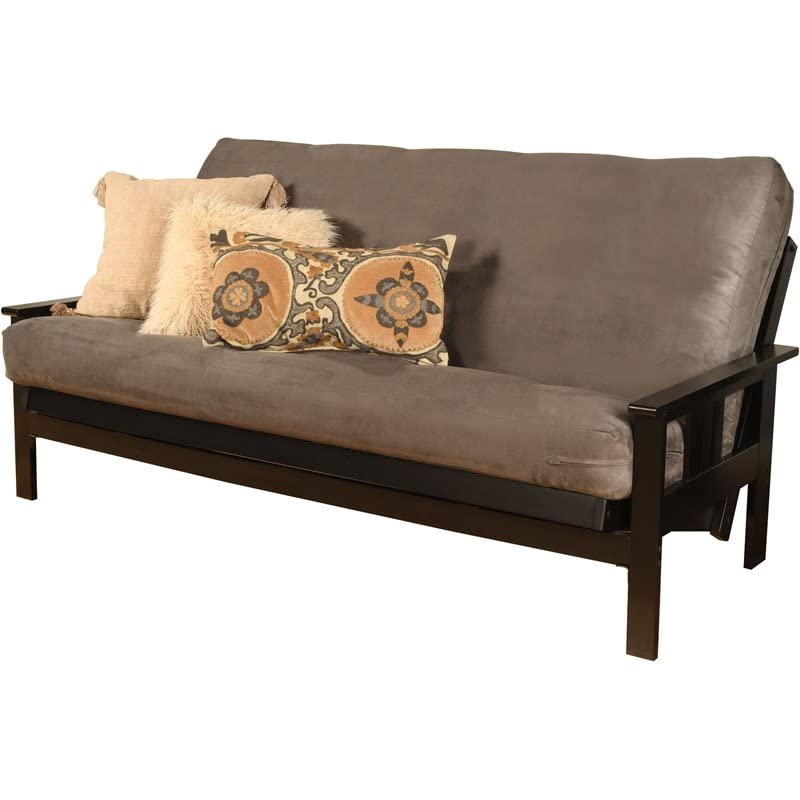 Kodiak Furniture Monterey Black Sofa with Suede Gray Fabric Mattress