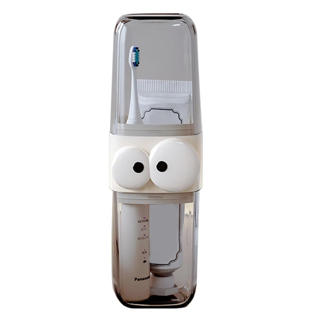 Calway Mart Cartoon Transparent Toothbrush Holder with Storage Container, Fun & Stylish Bathroom Organizer for Toothbrush, Tooth