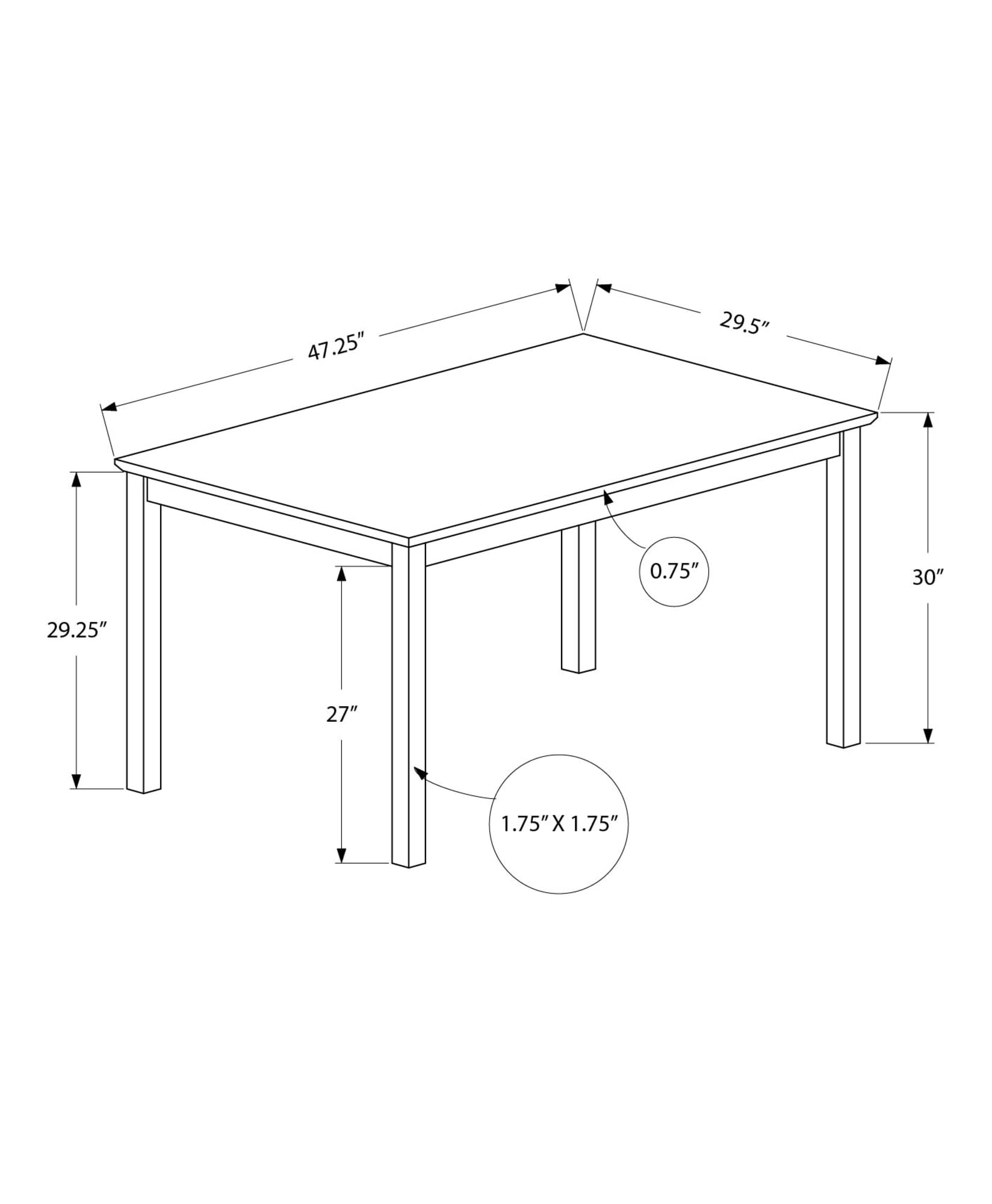 Monarch Specialties 1301, 48&Quot; Rectangular, Small, Kitchen, Room, Veneer, Wood Legs, Brown, Transitional Dining Table-30&Quot;X 48&Quot; Espresso, 47.25&Quot; L X 29.5&Quot; W X 30&Quot; H