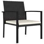 vidaXL Modern Patio Dining Chairs - Set of 2, Outdoor Use Poly Rattan Design in Black with Cream Cushions, Weather-Resistant and Lightweight