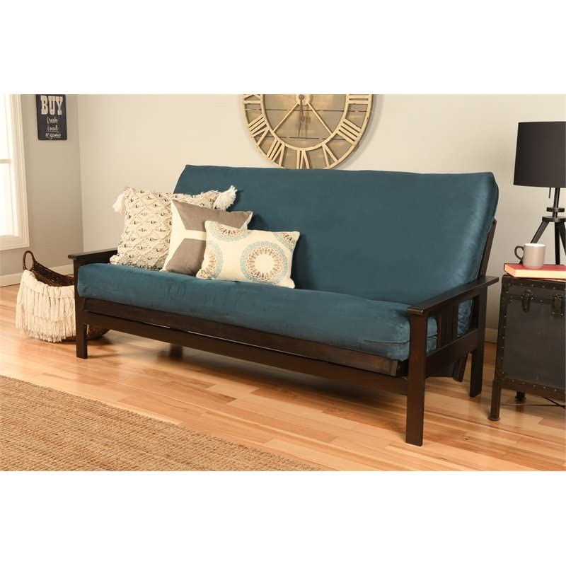 Kodiak Furniture Monterey Espresso Sofa with Suede Blue Mattress