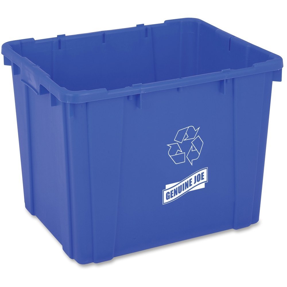 Genuine Joe GJO11582 Recycling Bin, Rectangular, 14 gal Capacity, 14.5&quot; Height x 19.5&quot; Width x 15.4&quot; Depth, Blue (Pack of 1)