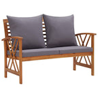 vidaXL Outdoor Patio Bench, Wooden Garden Bench with Cushions, Park Outdoor Bench for Patio Porch Poolside Balcony, Retro Style, Solid Wood Acacia