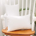 Natus Weaver 2 Pc White Pillow Case Faux Linen Square Lumbar Decorative Throw Cushion Cover Pillowcase With Smooth Hidden Zipper
