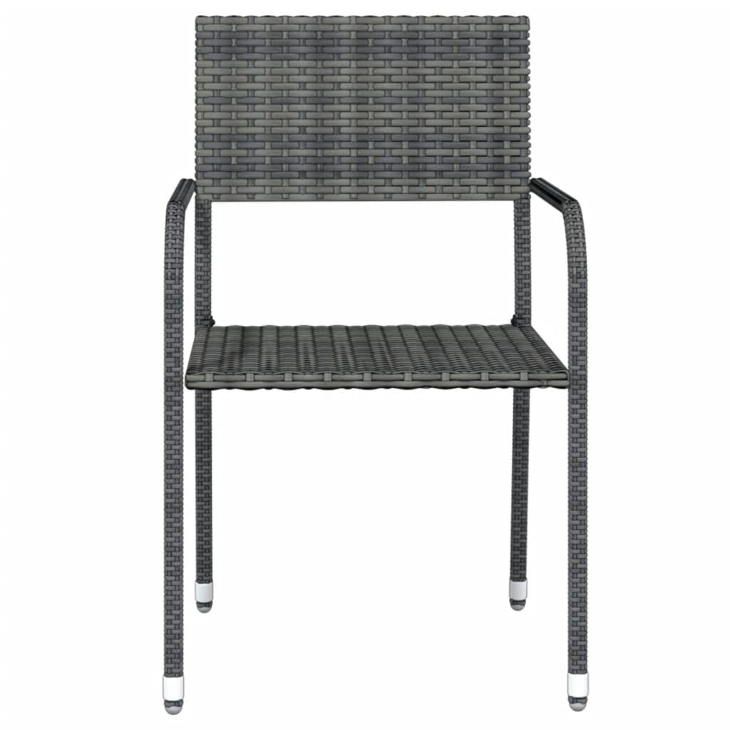 vidaXL 9-Piece Patio Dining Set - Garden/Outdoor Rectangular Table with Glass Top & 8 PE Rattan Stackable Chairs in Gray