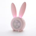 NEBDKRY Kids Bunny Alarm Clock with Night Light 6 Ringtones, Cute Touch Control and Rechargeable Snooze Clock for Children Girls