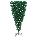 vidaXL Upside-Down Artificial Green Christmas Tree with Pre-lit LED Lights and Adjustable Branches - Economical Choice, Indoor Holiday Decor 59.1"