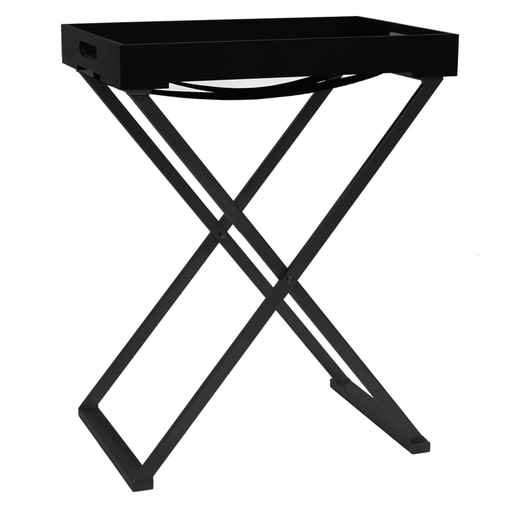 vidaXL Stylish Indoor and Outdoor Folding Table with Durable Iron Frame and Sturdy MDF Tabletop, Black