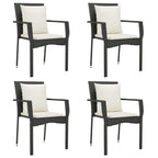 vidaXL Patio Dining Set with Cushions 5 Piece - Black Poly Rattan, Tempered Glass Tabletop, Cream White Cushions - Perfect for Garden, Patio, Outdoor Dining