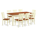 East West Furniture QUAV9-WHI-W 9 Piece Modern Dining Table Set Includes a Rectangle Wooden Table with Butterfly Leaf and 8 Dining Room Chairs, 40x78 Inch, Buttermilk & Cherry