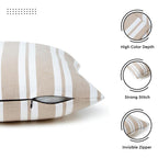 Encasa Homes Farmhouse Throw Pillow Covers Pack Of 2 24X24 Franca Beige Stripes | Decorative Cushion Covers No Insert | Pillow S