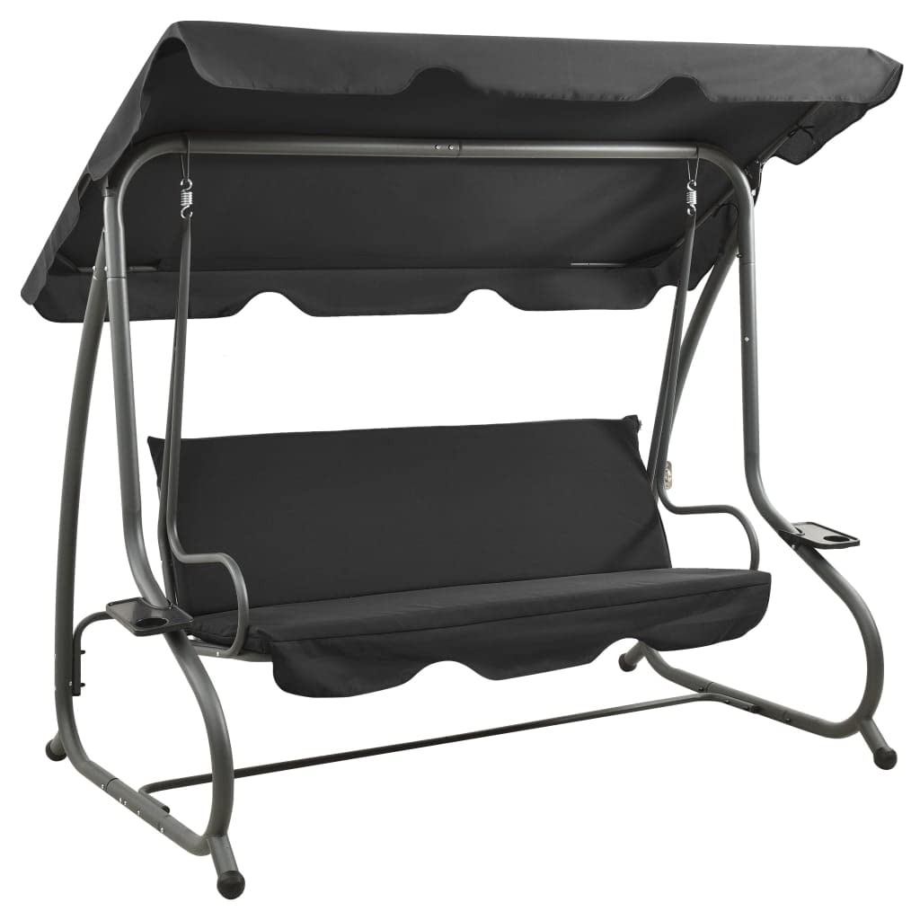SKM Outdoor Swing Bench with Canopy Anthracite