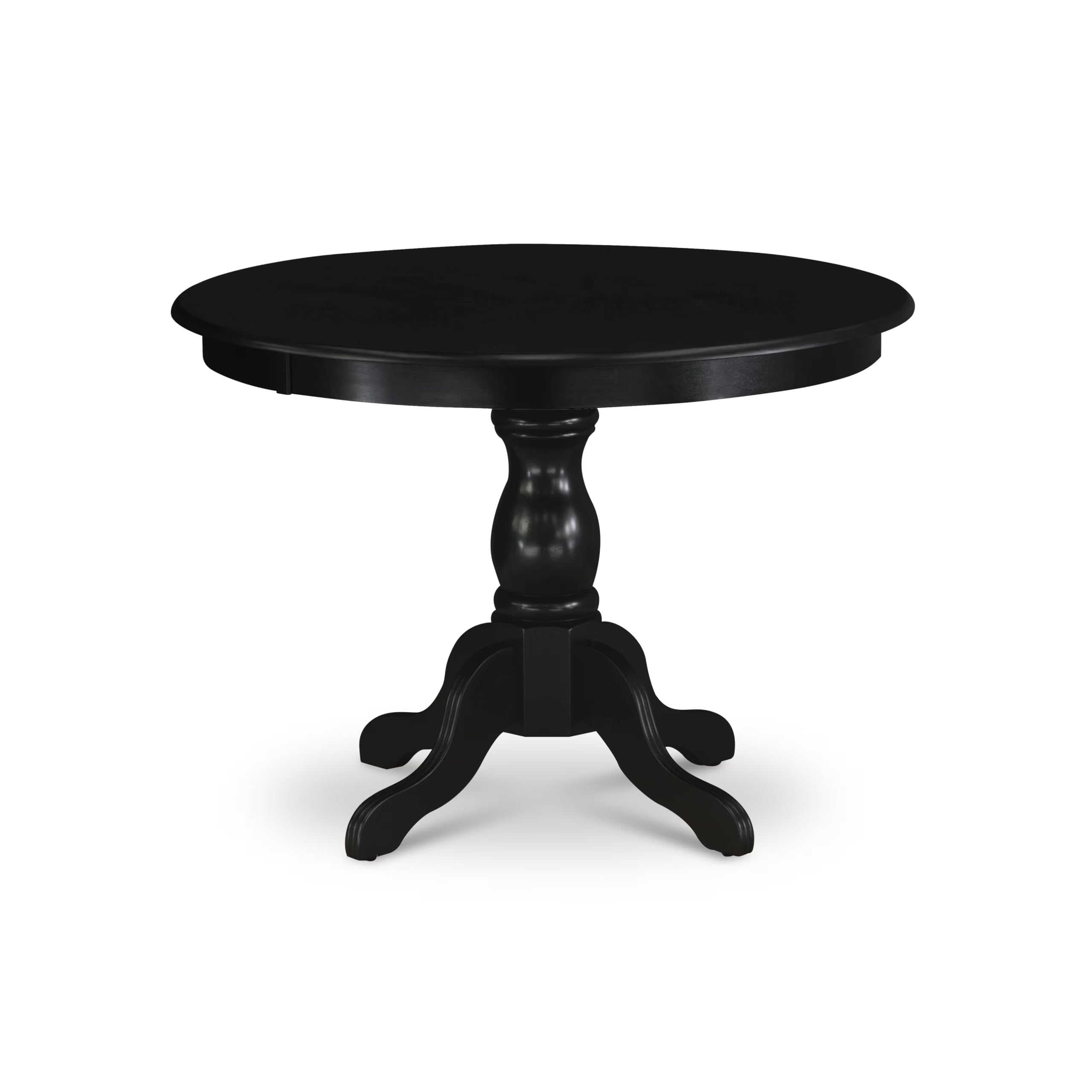 East West Furniture HBGA3-ABK-50 3 Piece Dining Set Contains a Round Dining Room Table with Pedestal and 2 Dark Gotham Linen Fabric Upholstered Parson Chairs, 42x42 Inch, Wirebrushed Black