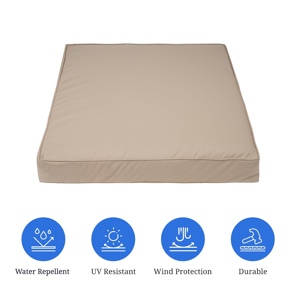 Covers & All Square Outdoor Cushion Covers For Patio Furniture Sets, Water, Tear & Uv Resistant Polyester Cushion Slipcover With Zippers (Pack Of 2) (32' L X 32' W X 4' Thick, Beige)