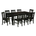 East West Furniture LGNO9-BLK-W 9 Piece Kitchen Table & Chairs Set Includes a Rectangle Dining Room Table with Butterfly Leaf and 8 Dining Chairs, 42x84 Inch, Black