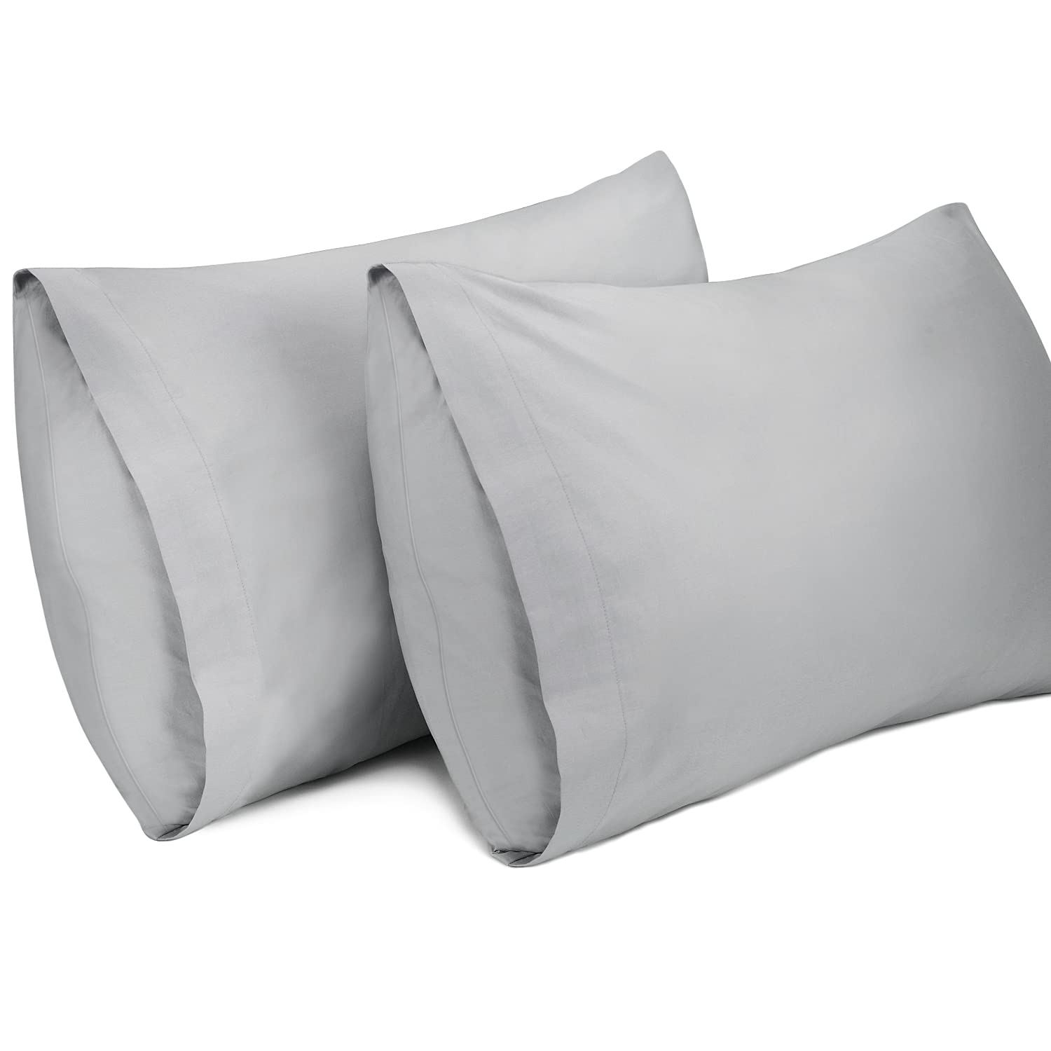 Lirex 2 Pack Pillow Cases,100% Cotton Breathable Pillowcases,20'X 26' Standard Size,Light Grey
