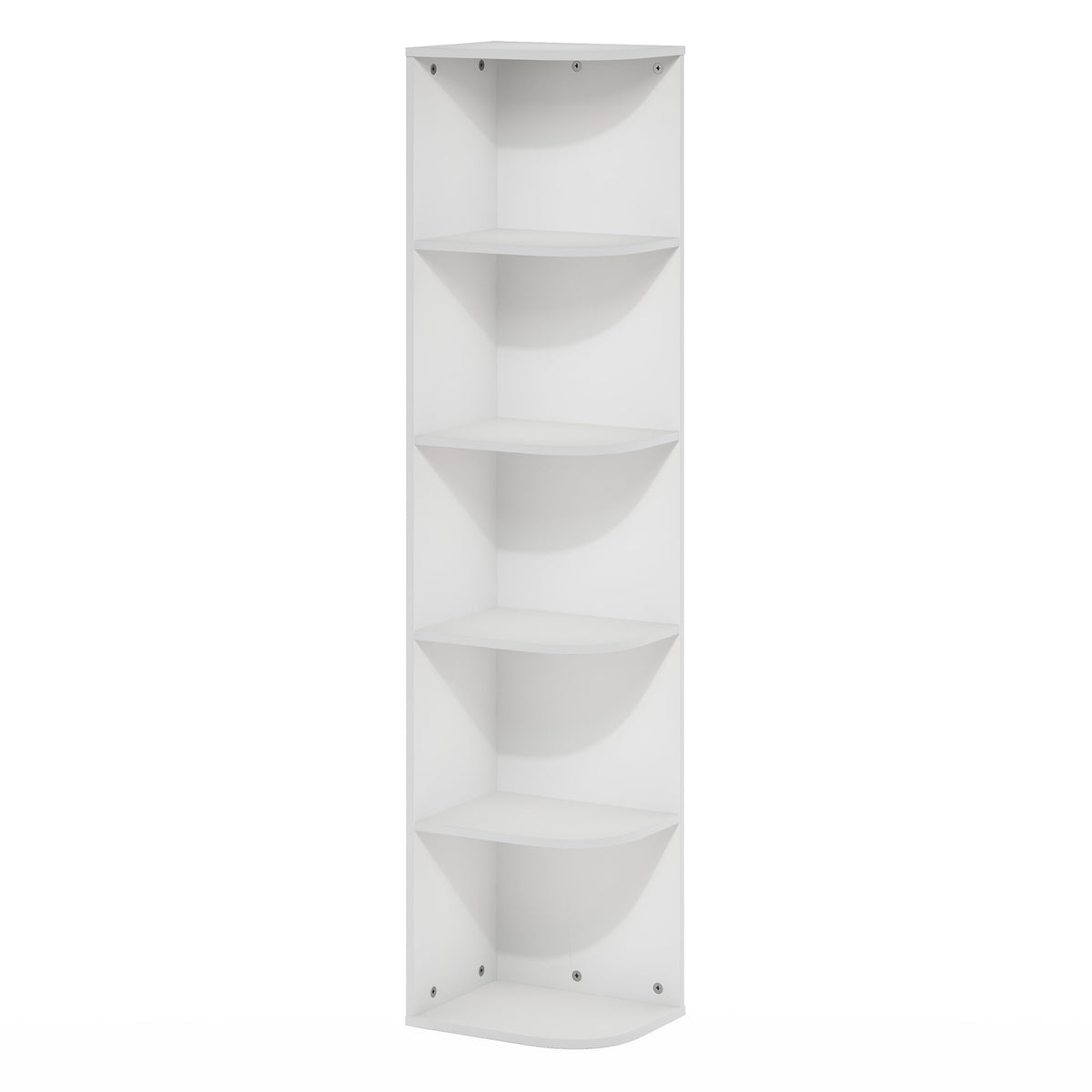 Furinno Pasir 5-Tier Corner Open Shelf Bookcase, White