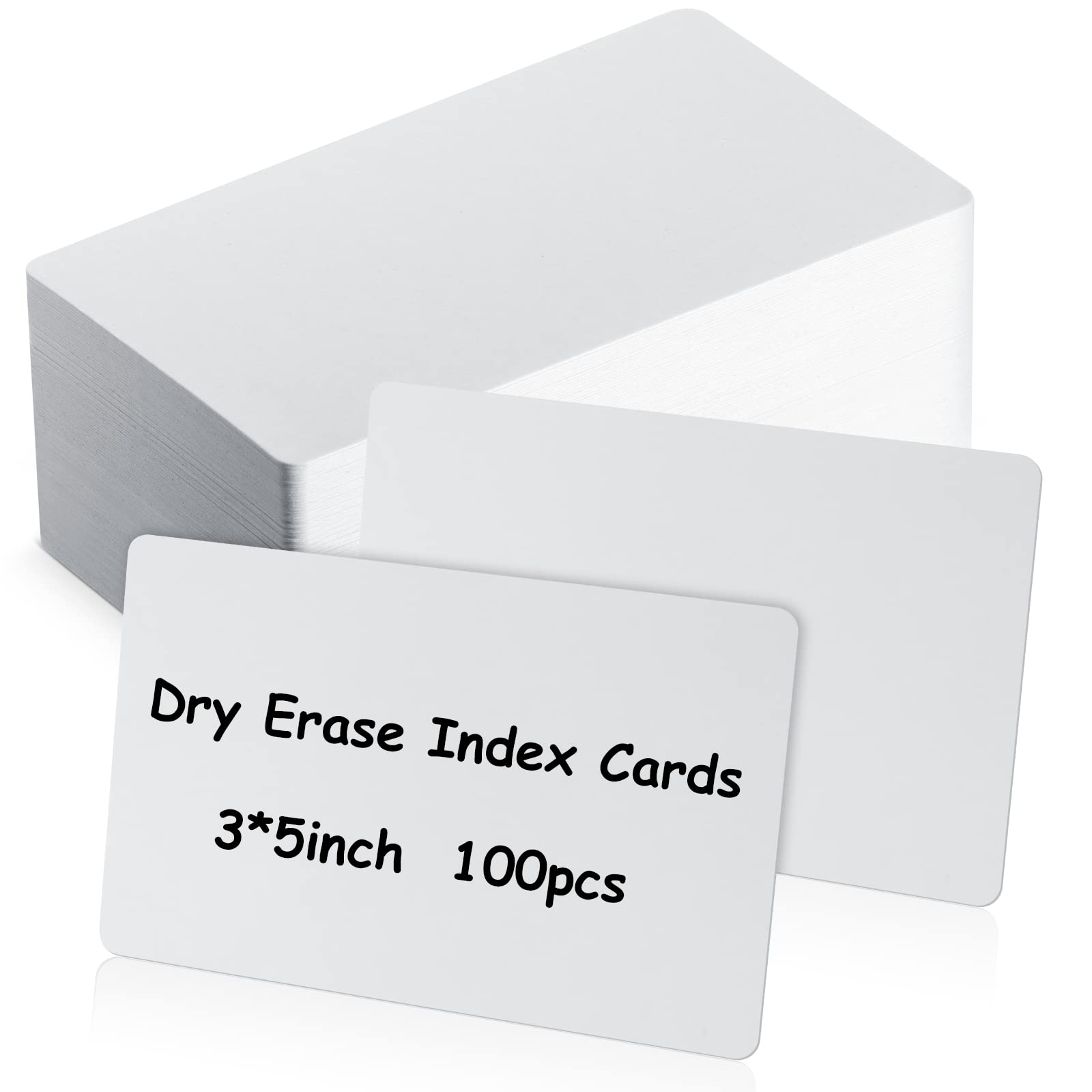 Harloon 100 Pcs Dry Erase Index Cards 3 X 5 Inch Laminated Reusable Dry Erase Note Cards Sheets For Office To Do List(White)