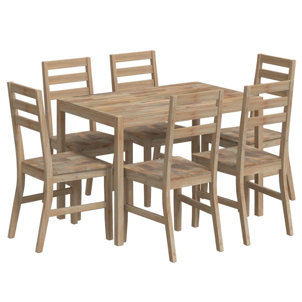 vidaXL 5-Piece Dining Set - Brown Acacia Wood Table & Chairs - Modern Outdoor/Indoor Patio Furniture