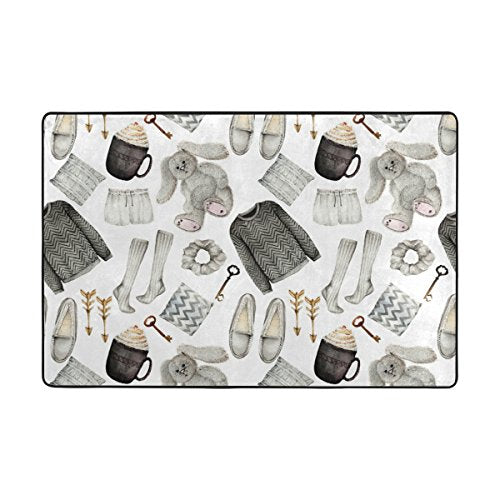 My Little Nest Area Rug Watercolor Fashion Pullover Socks Lightweight Doormat 2' X 3', Memory Sponge Indoor Outdoor Decor Carpet For Entrance Living Room Bedroom Office Kitchen Hallway