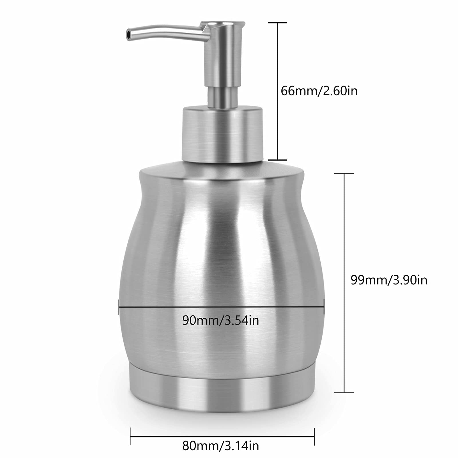 Lala Dolce Stainless Steel Countertop Soap Dispenser Liquid Bottle And Pump, Suitable For Various Places Such As Kitchen And Bat