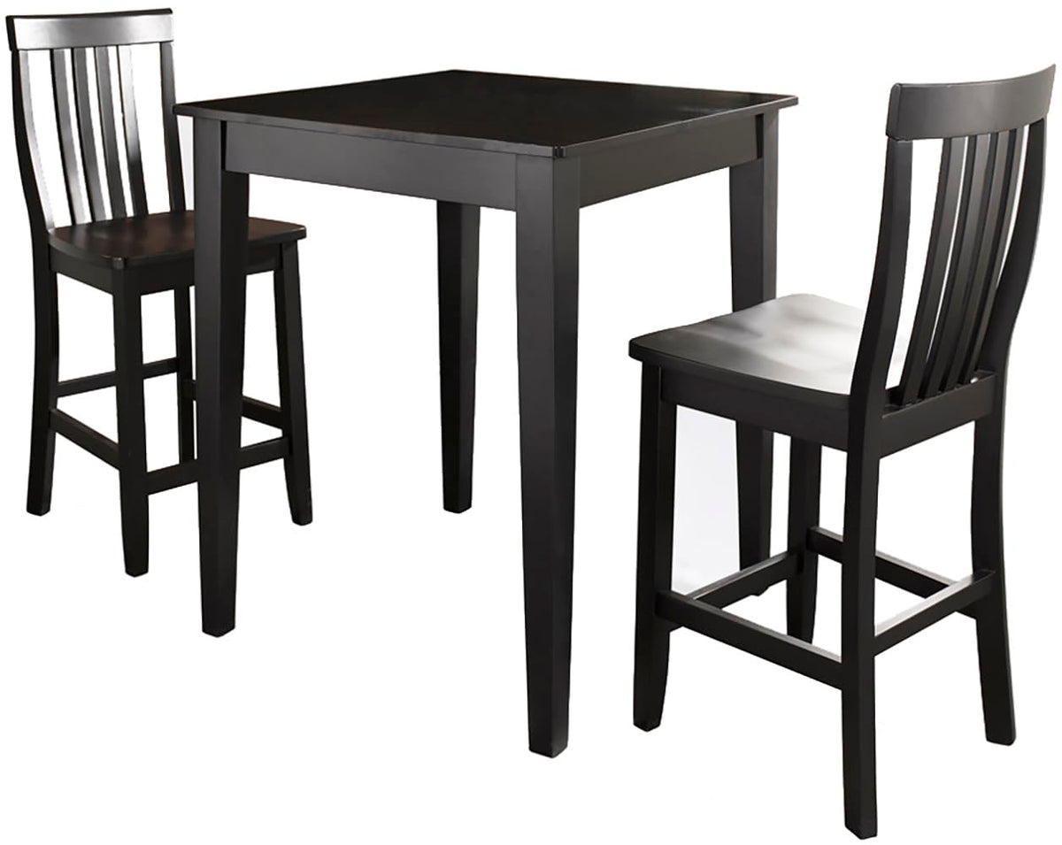 Crosley Furniture 3-Piece Bar Table with 2 School House Counter Height Bar Stools, Black