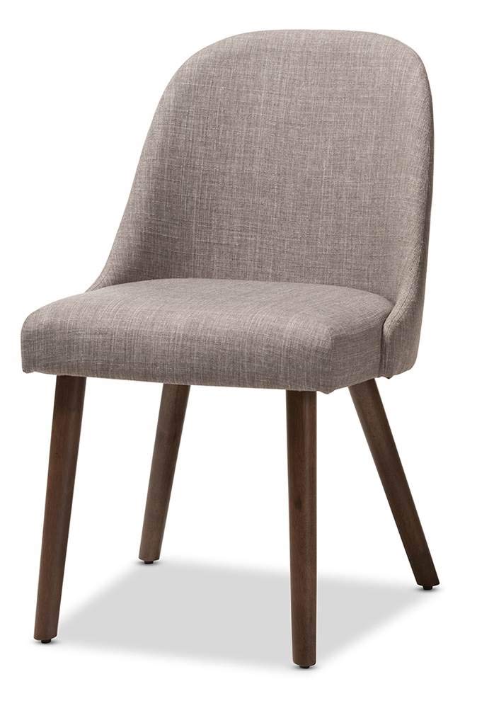 Baxton Studio Cody Mid-Century Modern Light Grey Fabric Upholstered Walnut Finished Wood Dining Chair Set Grey/Qty 2/Medium Wood