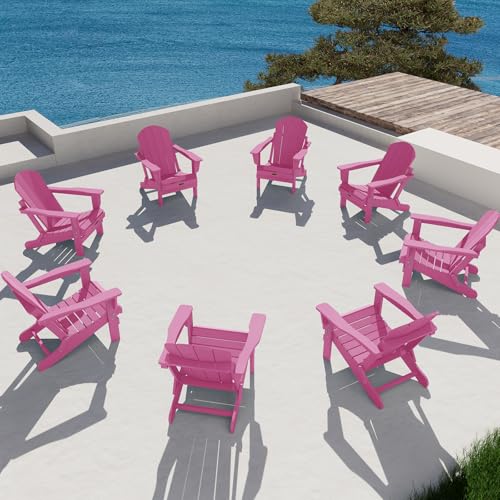 Serwall Adirondack Chair Set Of 8 For Patio Garden Outdoors Fire Pit- Hot Pink