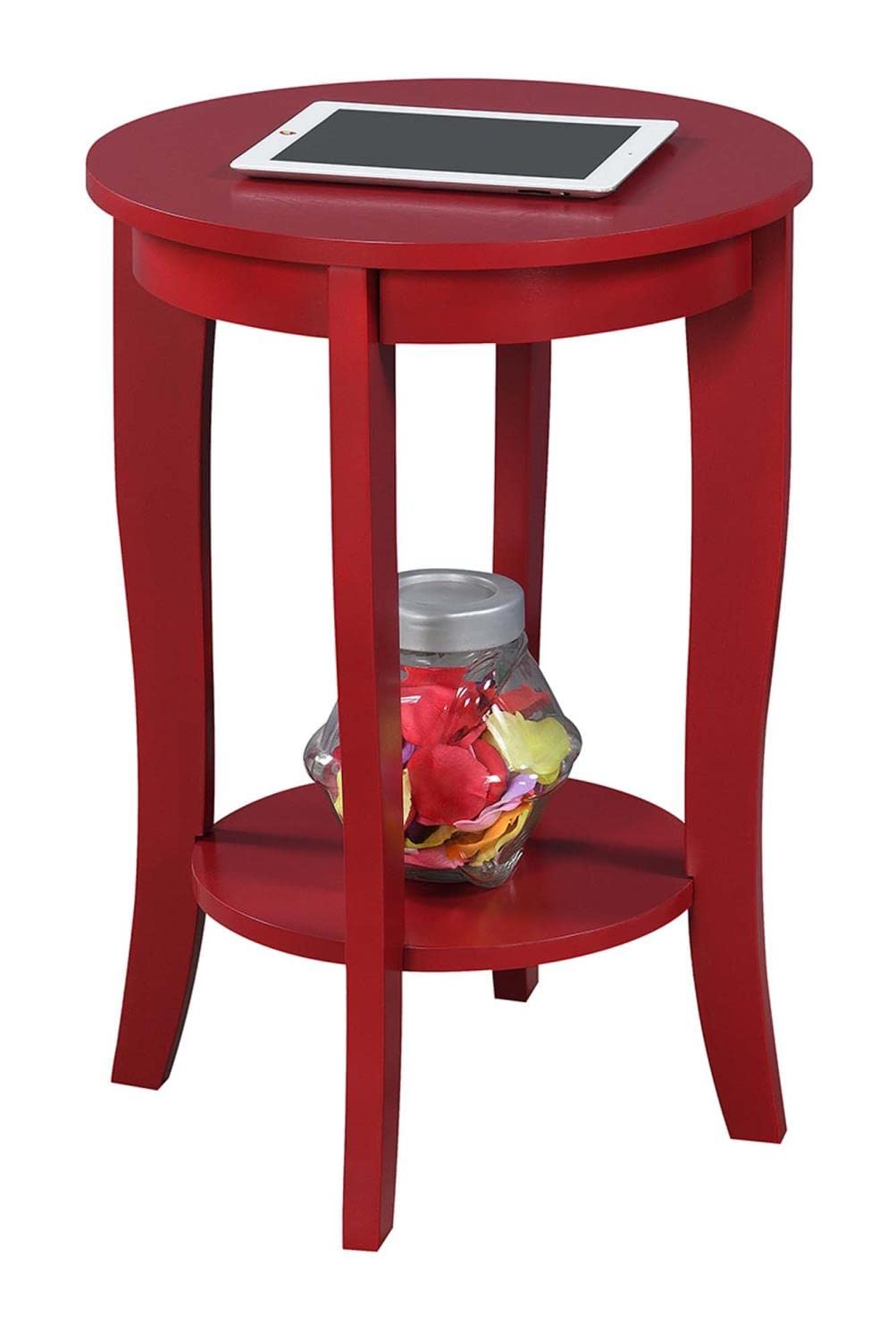 Convenience Concepts American Heritage Round End Table, Cranberry Red